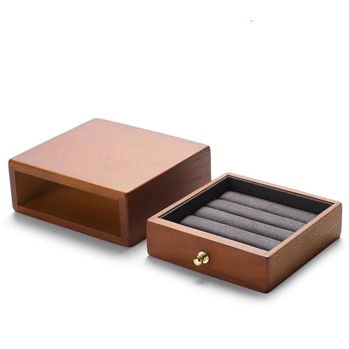 Schmuckkästchen Holz Holz Ring Halter Halskette Ohrringe Aufbewahrungsbox Armband Anhänger Aufbewahrungsbox Sammlung Schublade Schmuckschatulle Kreativ Massiv Schmuckkasten Groß Jewelry Box(Type-D) von TISURXQ