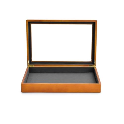 Schmuckkästchen Holz Massive Holz Schmuckschatulle Ring Halsketten Armband Vitrine Schmuckschatulle Transparente Schmuck Organizer Hülle Schmuckkasten Groß Jewelry Box(Dark grey A) von TISURXQ