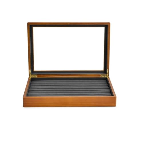 Schmuckkästchen Holz Massive Holz Schmuckschatulle Ring Halsketten Armband Vitrine Schmuckschatulle Transparente Schmuck Organizer Hülle Schmuckkasten Groß Jewelry Box(Dark grey B) von TISURXQ