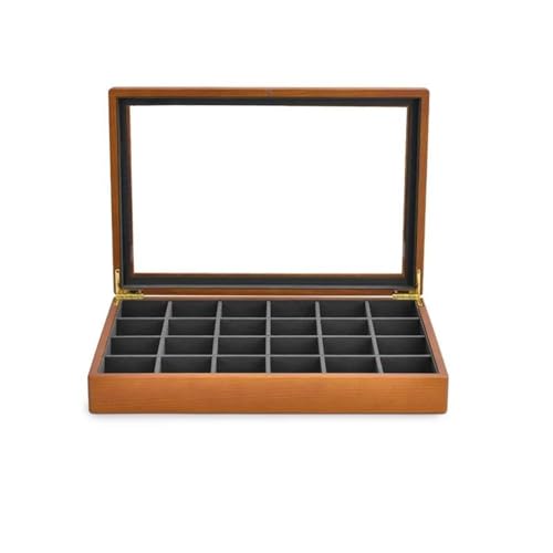 Schmuckkästchen Holz Massive Holz Schmuckschatulle Ring Halsketten Armband Vitrine Schmuckschatulle Transparente Schmuck Organizer Hülle Schmuckkasten Groß Jewelry Box(Dark grey D) von TISURXQ