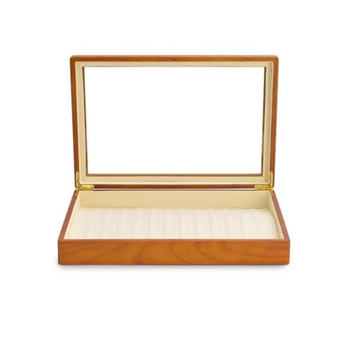 Schmuckkästchen Holz Massive Holz Schmuckschatulle Ring Halsketten Armband Vitrine Schmuckschatulle Transparente Schmuck Organizer Hülle Schmuckkasten Groß Jewelry Box(Rice white) von TISURXQ