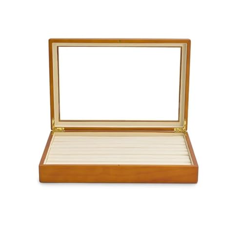 Schmuckkästchen Holz Massive Holz Schmuckschatulle Ring Halsketten Armband Vitrine Schmuckschatulle Transparente Schmuck Organizer Hülle Schmuckkasten Groß Jewelry Box(Rice white B) von TISURXQ