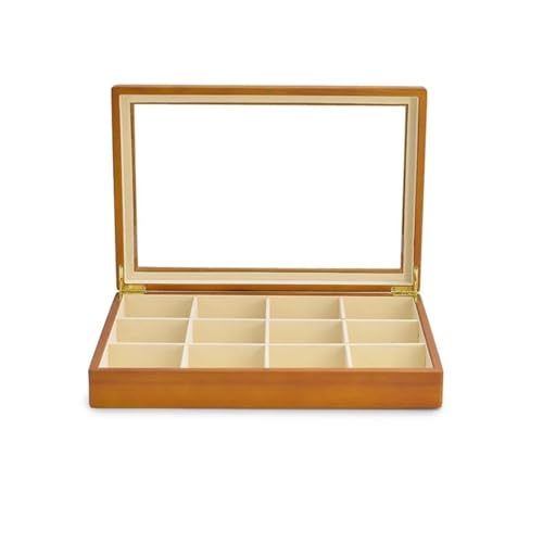 Schmuckkästchen Holz Massive Holz Schmuckschatulle Ring Halsketten Armband Vitrine Schmuckschatulle Transparente Schmuck Organizer Hülle Schmuckkasten Groß Jewelry Box(Rice white C) von TISURXQ