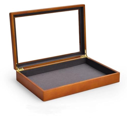 Schmuckkästchen Holz Massive Holz Schmuckschatulle Ring Halsketten Armband Vitrine Schmuckschatulle Transparente Schmuck Organizer Hülle Schmuckschatulle Schmuckkasten Groß Jewelry Box(Dark grey) von TISURXQ