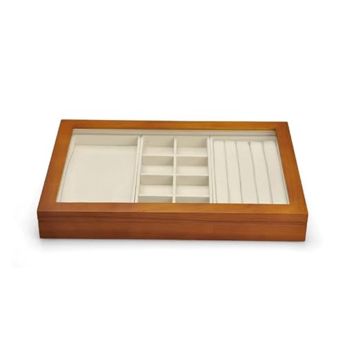 Schmuckkästchen Holz Massivholz Schmuck Aufbewahrungsbox Schmuck Aufbewahrungsbox Schmuck Halsketten Anhänger Ring Aufbewahrungsbox Schmuckkasten Groß Jewelry Box(Beige C) von TISURXQ