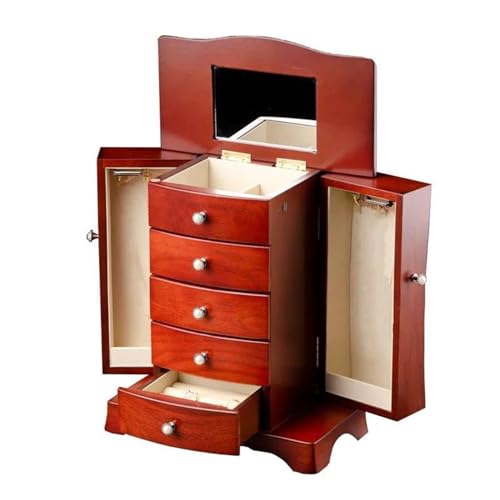 Schmuckkästchen Holz Massivholz Schmuckschatulle Mehrschichtige Schublade Große Kapazität Schmuckschatulle Zuhause Schmuck Retro Schmuck Schmuckkasten Groß Jewelry Box von TISURXQ