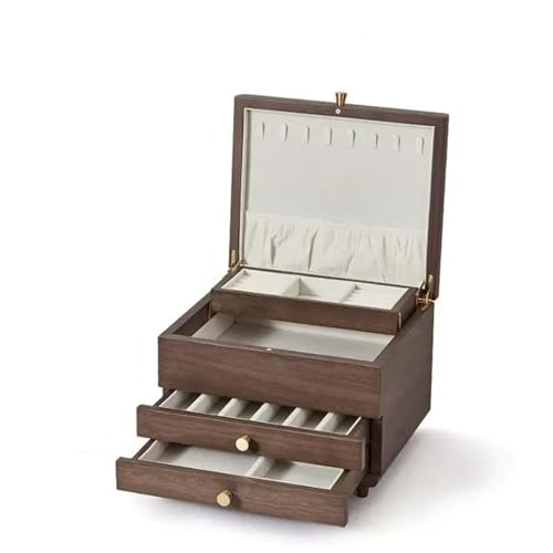 Schmuckkästchen Holz Massivholz Schmuckschatulle Ohrringe Ohrstecker Hängende Halskette Handornamente Großes Fassungsvermögen Schmuck Aufbewahrungsbox Aus Holz Schmuckkasten Groß Jewelry Box(3) von TISURXQ