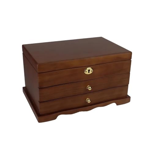 Schmuckkästchen Holz Organizer Für Mädchen Mit Schloss Spiegel Ornament Geschenkideen Große Holz-Schmuckschatulle Aufbewahrungsbox Vintage Exquisite Schmuckkasten Groß Jewelry Box von TISURXQ