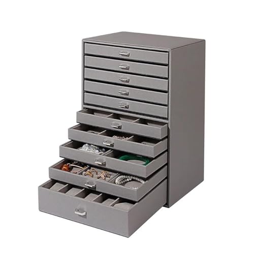 Schmuckkästchen Holz Organizer Ohrringe Tablett Display Zubehör Separator Lagerung 10 Schichten Schmuckschatulle Schublade Ring Halskette Armband Schmuckschatullen Schmuckkasten Groß Jewelry Box(Type- von TISURXQ