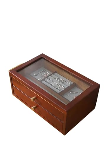 Schmuckkästchen Holz Schmuck-Aufbewahrungsbox, Stil, Exquisites Dropshipping, Schmuckschatulle, Doppellagig, Massivholz, Antike Ohrringe, Armband (31 X 19 X 13 Cm) Schmuckkasten Groß Jewelry Box(Type- von TISURXQ