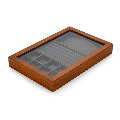 Schmuckkästchen Holz Schmuck Aufbewahrungsbox Mit Halskette Haken Ohrringen Ring Armband Aufbewahrungskoffer Massivholz Organizer Schmuckschatulle Schmuckkasten Groß Jewelry Box(Gray A) von TISURXQ