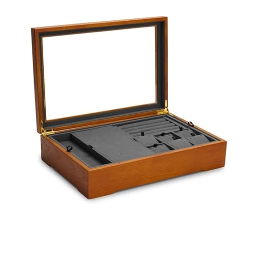 Schmuckkästchen Holz Schmuck Aufbewahrungsbox Mit Halskette Haken Ohrringen Ring Armband Aufbewahrungskoffer Massivholz Organizer Schmuckschatulle Schmuckkasten Groß Jewelry Box(Gray C) von TISURXQ