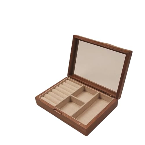 Schmuckkästchen Holz Schmuckschatulle Organizer Frauen Dame Transparente Schmuckaufbewahrungsbox Halsketten Ohrstecker Ringe Ohrringe Armbänder Schmuckkasten Groß Jewelry Box von TISURXQ