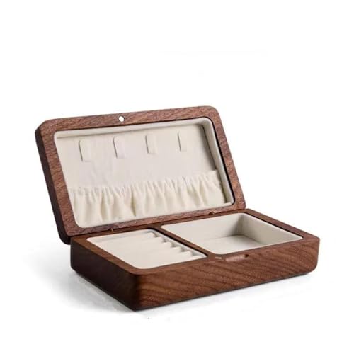 Schmuckkästchen Holz Schwarze Walnuss Massivholz Schmuckschatulle Einfache Ringohrringe Kleiner Schmuck Praktische Aufbewahrungsbox Schmuckkasten Groß Jewelry Box(Light Grey) von TISURXQ