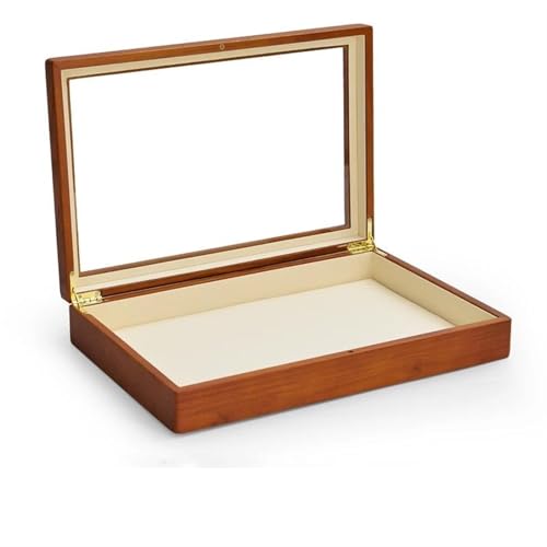 Schmuckkästchen Holz Transparenter Schmuck-Organizer, Schmuckschatulle, Massives Holz, Schmuckschatulle, Ring, Halskette, Armband, Vitrine, Schmuckschatulle(35*24*7cm) Schmuckkasten Groß Jewelry Box(T von TISURXQ