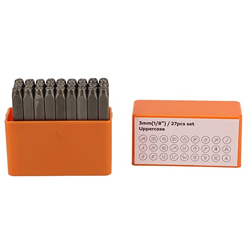 27 Stück Metallstempel, Orange, Einfach zu Verstauen, Kohlenstoffstahl, Metall, 27 Englische Buchstaben, Großbuchstaben, Stempelset mit Box, Metallstempel, Stanzwerkzeug für Schmuck, Handwerk, Lederwa von TITA-DONG