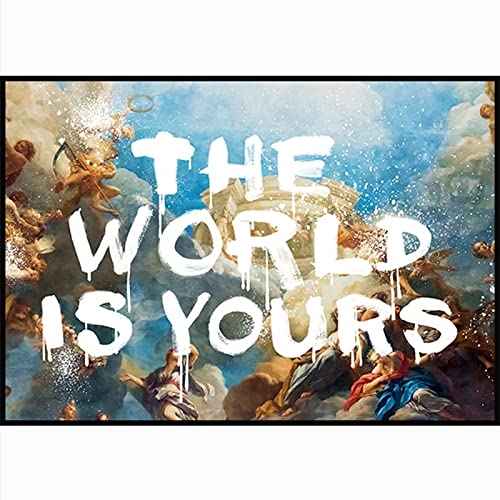 TITINGLUCK Graffiti-Ideen The World Is Yours Brief Leinwand Gemälde Poster und Drucke Wandkunst Bilder für Wohnzimmer Wanddekoration 70x90cm(28x35in) Rahmenlos von TITINGLUCK