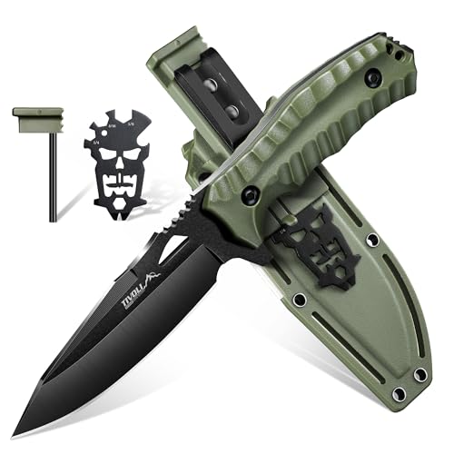 TIVOLI Fixed Blade Outdoor Messer, Full Tang Jagdmesser mit Kydex-Hülle, D2 Kaltstahl gürtelmesser mit Multifunktionswerkzeug, geeignet für Camping, Dschungel-Exploration, Wandern, Herrengeschenk von TIVOLI