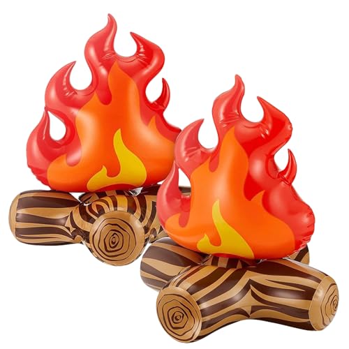 2 Stück Aufblasbare Flamme Modell, 3D PVC Aufblasbare Lagerfeuer Modell, Aufblasbares Flammen Camping-Dekoration, Halloween Foto-Requisiten, Halloween Lagerfeuer-Requisiten von TIVUNORON