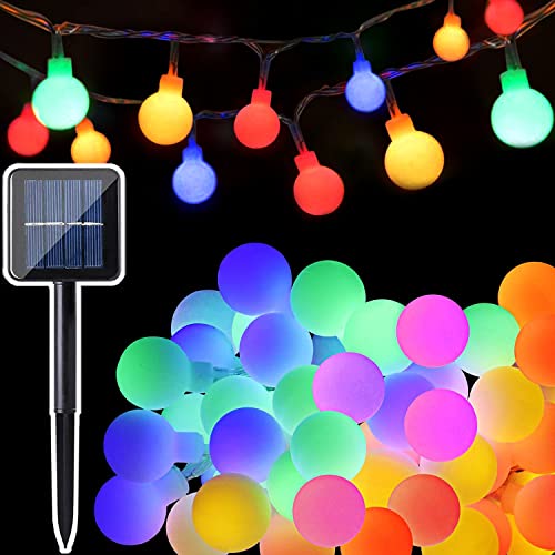 50 LED Globe Lichterkette Bunt Solar, 7M Kugel Lichterkette Außen Solar Aussen Kette, 8 Modi Wasserdicht Lichterkette Solarbetriebene für Garten Bäume Party Weihnachts Deko Beleuchtung, Mehrfarbig von TIYUPA