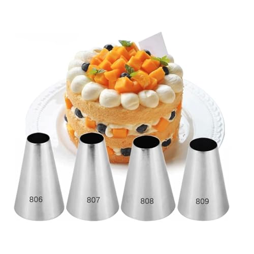 TJLVYCNB Kuchen-Spritztüllen, Gebäcktülle, 4 Stück/7 Stück, runde Spritztüllen aus Edelstahl for Kuchen, Cupcakes, Backen, Gebäck, Spritztüllen-Set, tragbar(4pcs) von TJLVYCNB