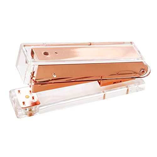 TJLVYCNB Tischhefter, transparenter Acryl-Tischhefter, Klammerentferner mit 1000 Heftklammern for Zuhause, Schule, Büro, Schreibwaren, Schreibtischbedarf(Rose Gold,Stapler) von TJLVYCNB