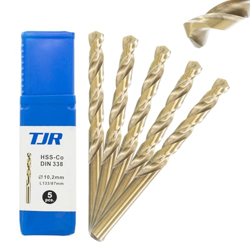 TJR® HSS-E M35 Ø 10,2mm Kobalt Spiralbohrer Stufen 5 Stück Selbstzentrierend Metallbohrer DIN 338 Typ N 135° von TJR