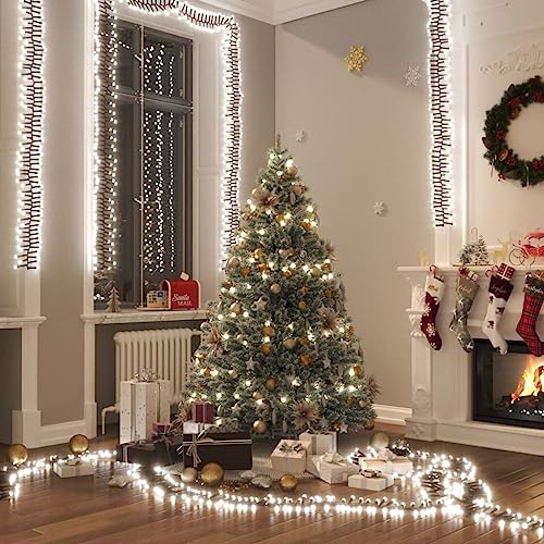 TJROO Dekoration für Feiertage zu Hause Weihnachtsbeleuchtung mit 2000 kaltweißen LEDs 17 m aus PVC Gruppe LED-Lichterkette Cluster-Design 8 verschiedene Beleuchtungseffekte dekorieren Weihnachten von TJROO