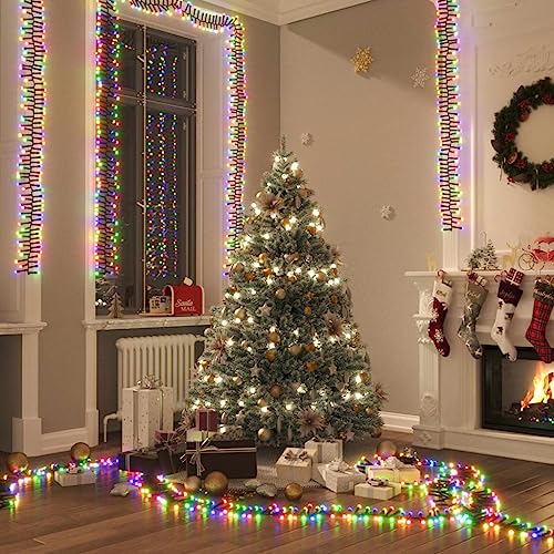 TJROO Feiertagsdekorationen Haus Weihnachtsbeleuchtung mit 2000 bunten LEDs 17 m aus PVC Gruppe LED-Lichterkette Cluster-Design 8 verschiedene Beleuchtungseffekte dekorieren Weihnachten Party Hochzeit von TJROO