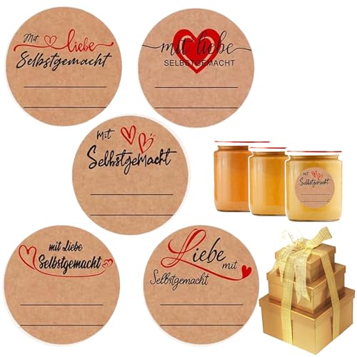 TJUSPIRIT 800 Stück Marmeladen Aufkleber Etiketten Selbstklebend zum beschriften 3.8cm Rund Kraftpapier Geschenkaufkleber Handmade Sticker für Marmeladengläser Backen Geschenkverpackungen(Stil A) von TJUSPIRIT