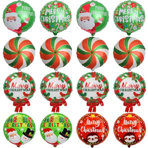 16 Stück Weihnachten Folienballons Xmas Party Dekorationen Weihnachtsmann Schneemann Weihnachtsbaum Ballon Dekoration für Geburtstag Xmas Hochzeit Neujahr Karneval Festival Urlaub Party von TJYJOY