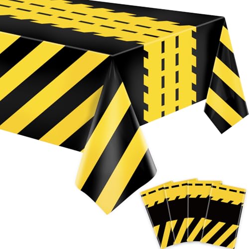 4 Pack BAU Tischdecke BAU Straße Party Dekorationen rechteckig Racing Car Thema Tabelle deckt Dump Truck Geburtstag Tischdecke für Kinder Junge Parteien Baby Duschen Zubehör 51 x 86 Zoll von TJYJOY