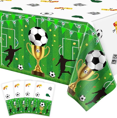 4 Pack Fußball Tischtuch Fußball Party Tischdecke Fußball Tischdecke Partytischdecken Fußballtischdecke Sport Themed Geburtstag Party Dekorationen für Fußball Thematisch Party Versorgung 51 x 86 Zoll von TJYJOY