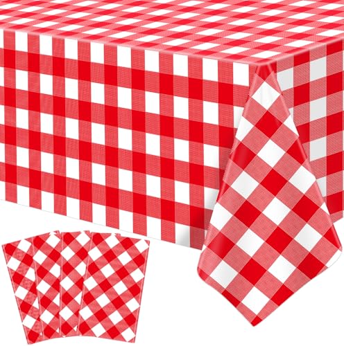 4 Pack rote Büffel Plaid Tischdecke rot und weiß Karierten Tisch deckt Klassische rote Rechteck Tischdecke Party Dekorationen für Picknick Grill Urlaub und Geburtstag Party Supply 51 x 86 Zoll von TJYJOY