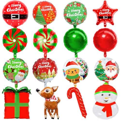 16 Weihnachten Folie Ballons Xmas Party Dekorationen Weihnachtsmann Rentier Schneemann Zuckerstange Weihnachtsbaum Ballon für Geburtstag Weihnachten Hochzeit Neujahr Karneval Urlaub Party Dekorationen von TJYJOY