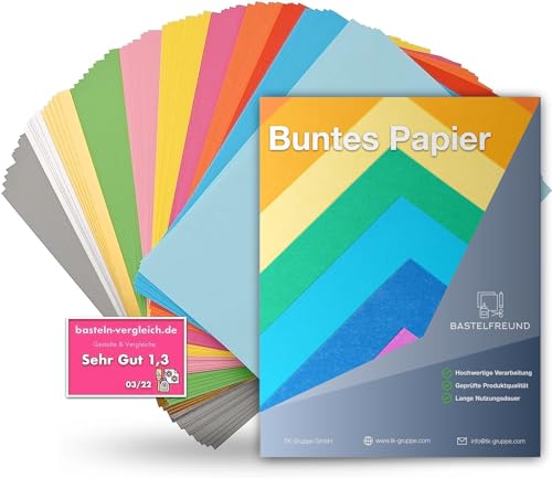 120x Buntes Papier A4 120 g/m² - Bastelpapier bunt - Buntpapier - Druckerpapier zum Basteln & Gestalten - Tonpapier & Tonkarton von TK Gruppe Timo Klingler