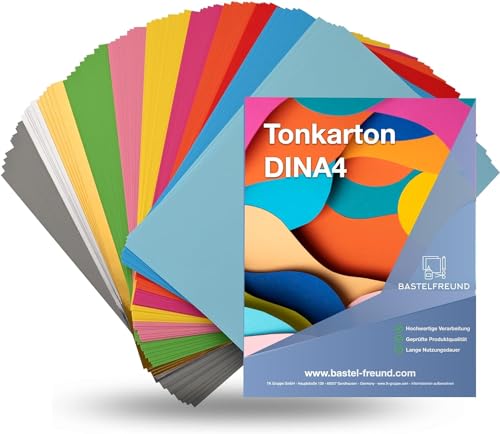 500x Blatt - Tonpapier Buntpapier 220 g/m² - A4 Kopierpapier Druckerpapier bunt - zum Basteln & gestalten - Bastelpapier Tonkarton Pappe von TK Gruppe Timo Klingler