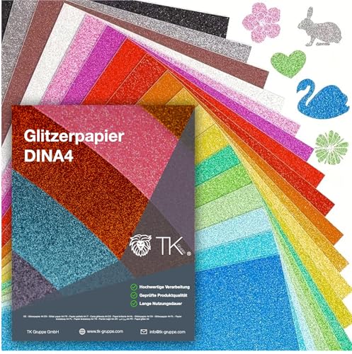 50x Blatt Glitzerpapier zum Basteln - Glitterpapier 300 g/m² - Glitzer Papier zum Basteln - Basteln & Gestalten von TK Gruppe Timo Klingler