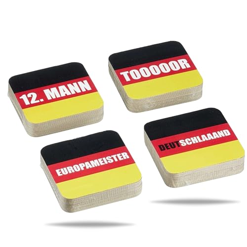 Dekotalent® 60x Gemischte Bierdeckel - Deutschland Deko Dekoration Set Fanartikel Tischdekoration für Fußball WM, EM (60x Bierdeckel Deutschland) von TK Gruppe Timo Klingler