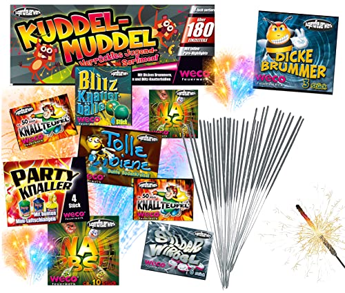 TK Gruppe Timo Klingler 1x XXL Set 180 Teile Kuddelmudel Happy Sparks® - für Partys & Silvester für Jugendlichen & Kinder 2024 von TK Gruppe Timo Klingler