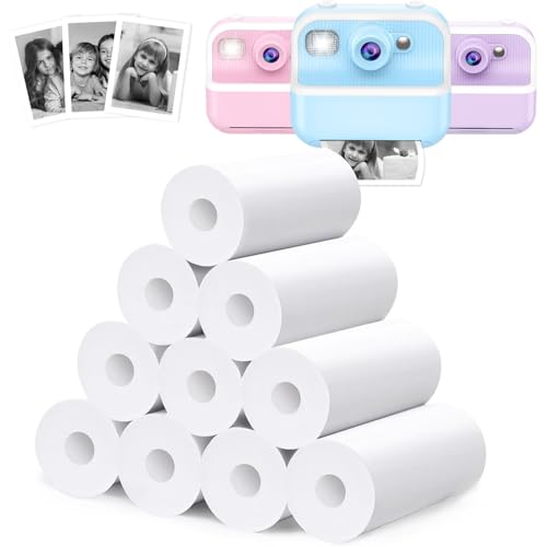 TKECWOB Kinderkamera-Papierrollen-Nachfüllpackungen, 6 Rollen, Sofortdruck-Kamera-Thermopapier-Nachfüllpackungen, 5,6 cm x 12,7 m von TKECWOB