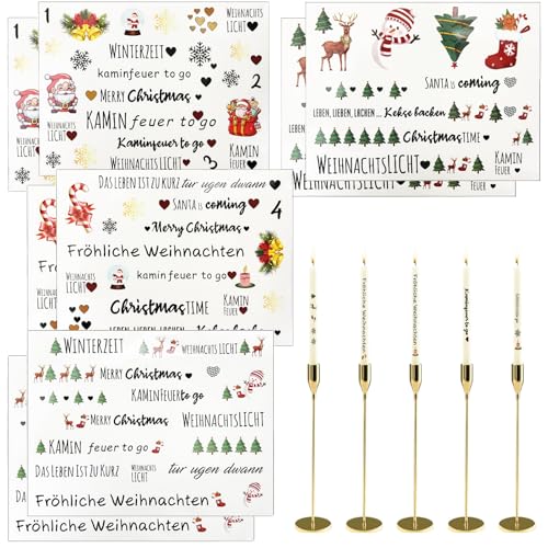 TKGEOUE 8 PCS Kerzentattoos Weihnachten,Kerzentattoos，Kerzenaufkleber sticker，Kerzensticker Kerzenfolie für Kerze Tasse DIY Geschenk, Kerzen Dekorieren, Kerzensprüche. (B) von TKGEOUE