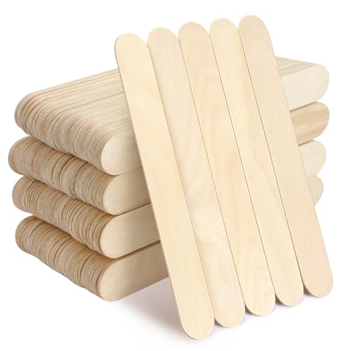 TKOnline 250 Stück Jumbo Bastelstäbchen, 8 Zoll Holz Große Zungenspatel Sticks, Jumbo Popsicle Sticks, Multifunktionale Holzstäbchen für Haarentfernung und Wachsen Zubehör, Basteln von TKOnline