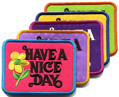 Aufnäher zum Aufbügeln, Aufschrift "Have a Nice Day", Hippie, Retro, Boho, Weed Love, 5 Stück von TKPatch