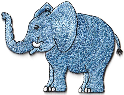 Aufnäher zum Aufbügeln, Motiv: blauer Elefant, Tiere, bestickt, S-1664 von TKPatch