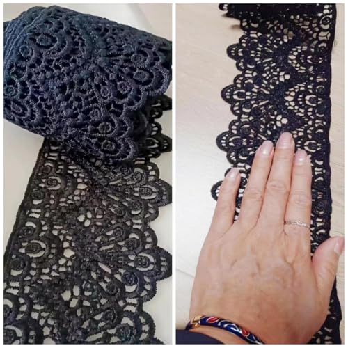 1 Meter Breite 10cm Spitzenband Dekoband Spitze Spitzenbordüre Bänder Spitze-Borten Bänder für DIY Nähen Handwerk Hochzeit Deko Vintage Spitzenband zum Basteln Scrapbook Hochzeit Baumwolle (schwarz) von TKSJROL