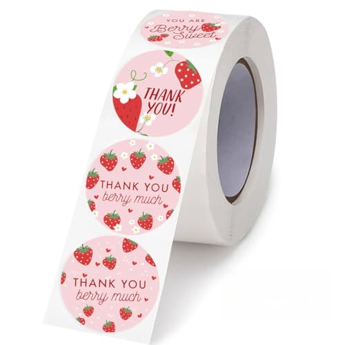 1 Roll (500 Stück) Danke Aufkleber Rund Selbstklebend Dankeschön Etiketten Thank You Sticker Umschlagaufkleber Siegelaufkleber für Geschenktüten Hochzeit Marmeladenglas Backen Handarbeit (25 mm) von TKSJROL