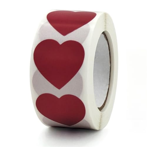 1 Roll (500 Stück) Herz Aufkleber Geschenkaufkleber Deko Herz Sticker für Valentinstag Liebe Hochzeit Aufkleber Heart Sticker Rund Selbstklebende Etiketten für Hochzeiten, Scrapbooking, Geschenke (G) von TKSJROL