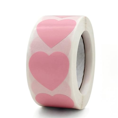 1 Roll (500 Stück) Herz Aufkleber Geschenkaufkleber Deko Herz Sticker für Valentinstag Liebe Hochzeit Aufkleber Heart Sticker Rund Selbstklebende Etiketten für Hochzeiten, Scrapbooking, Geschenke (K) von TKSJROL