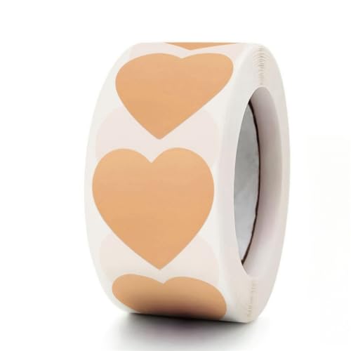 1 Roll (500 Stück) Herz Aufkleber Geschenkaufkleber Deko Herz Sticker für Valentinstag Liebe Hochzeit Aufkleber Heart Sticker Rund Selbstklebende Etiketten für Hochzeiten, Scrapbooking, Geschenke (M) von TKSJROL